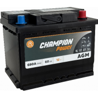 AKUMULIATORIUS CHAMPION POWER 60AH R AGM 680EN